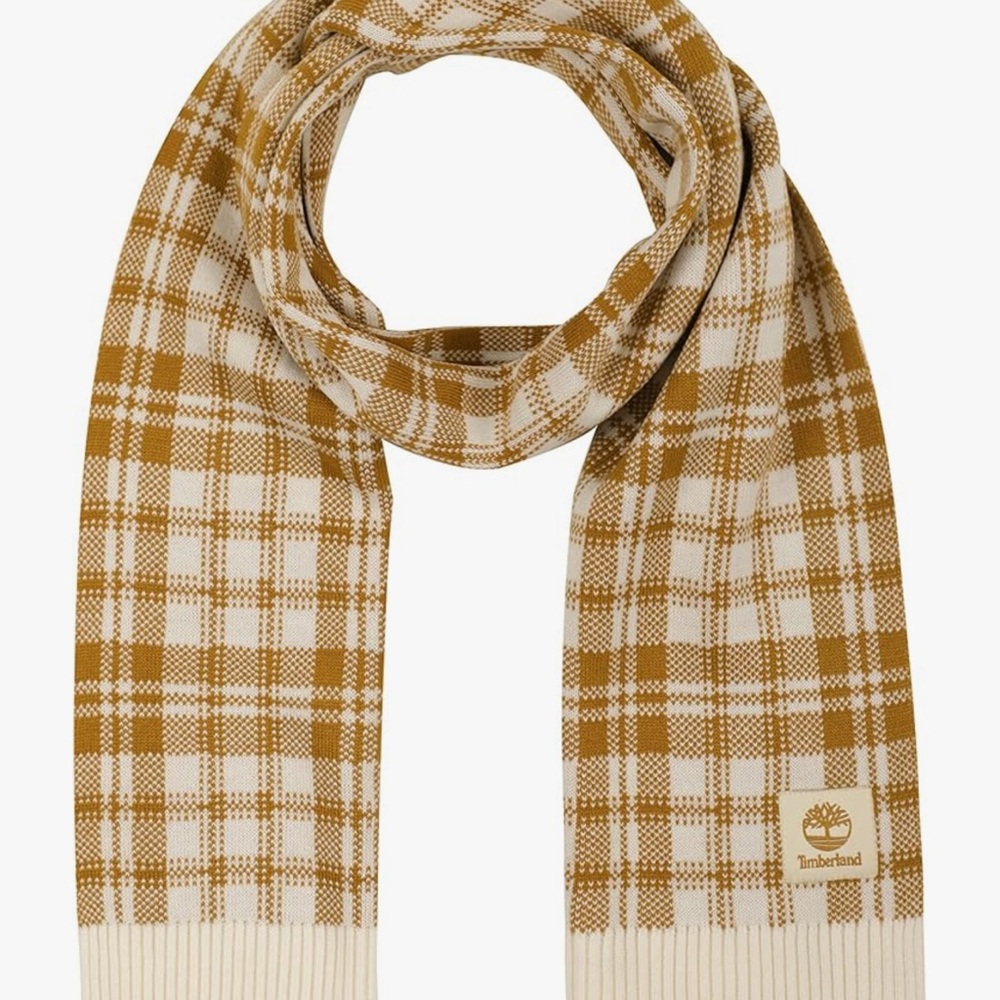 Timberland Plaid Scarf - Brown and White